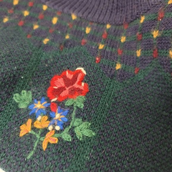 Vintage Susan Bristol Womens Wool Sweater Size 38 EU M US Crew Neck Cross Stitch - Picture 6 of 12